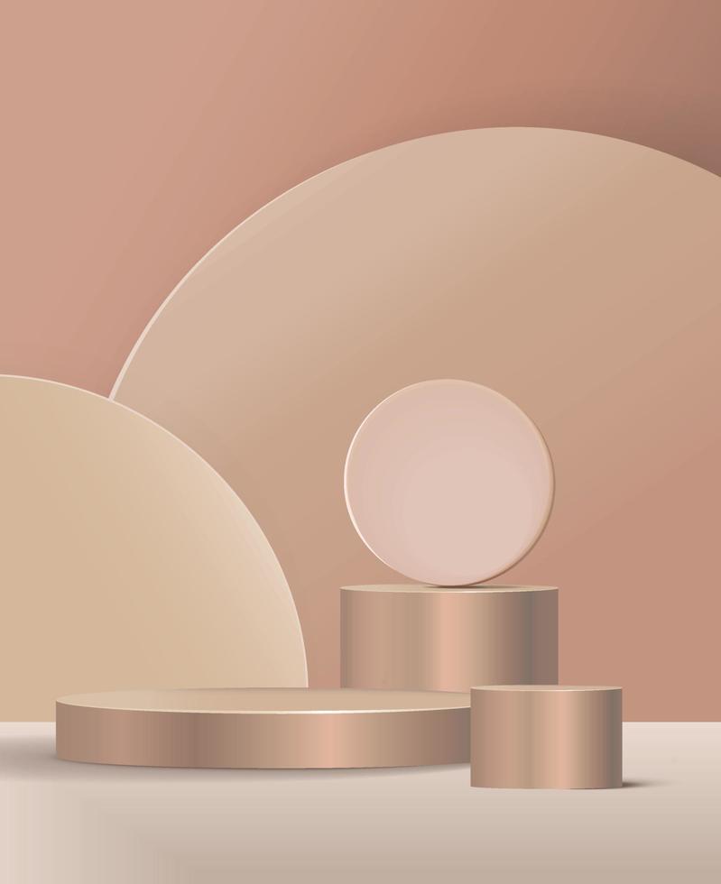 podio de pedestal de cilindro beige 3d abstracto con fondo de color pastel. escena de pared mínima para la presentación de productos. plataforma de renderizado vectorial vector