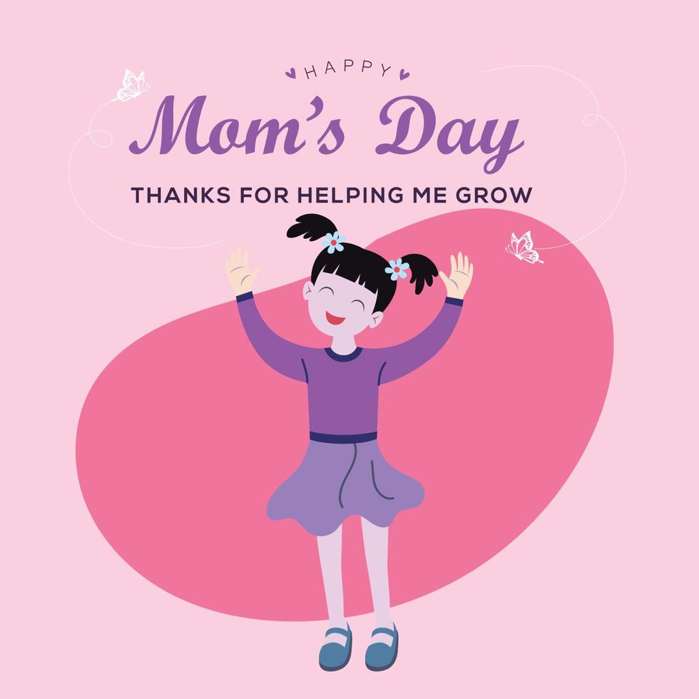 Happy mothers day girl with background vector