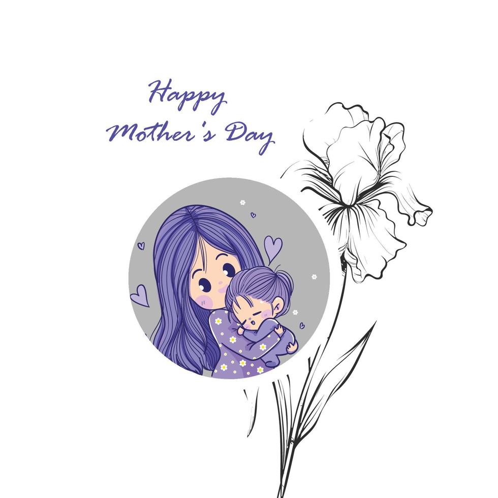 Happy mothers day poster in hand drawing style vector