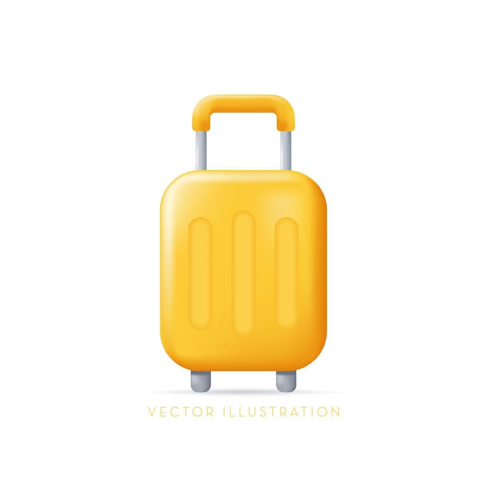 icono de maleta. concepto de embalaje de viaje. ilustraciones vectoriales 3d en estilo minimalista de dibujos animados, aisladas en fondo blanco vector