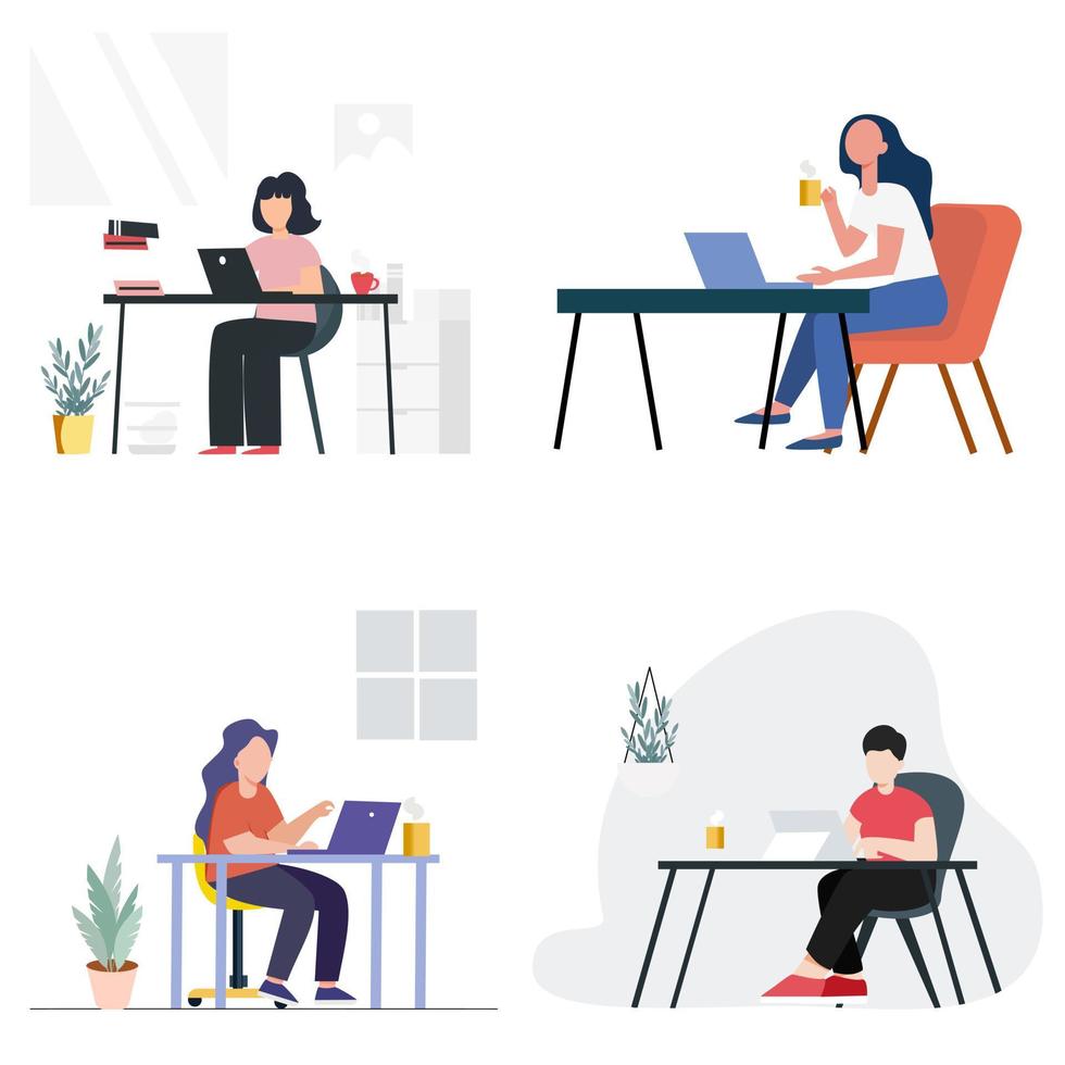 working at home . vector