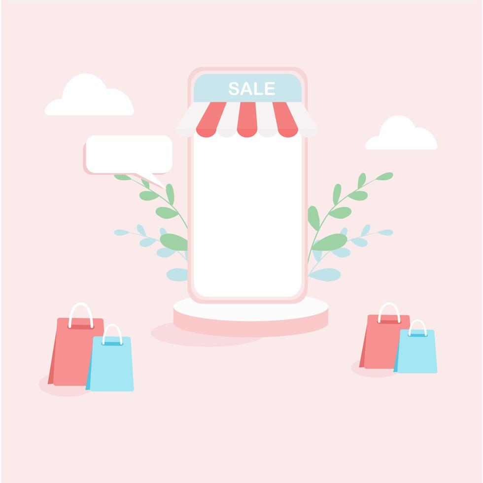 Online shopping on smart phone. vector