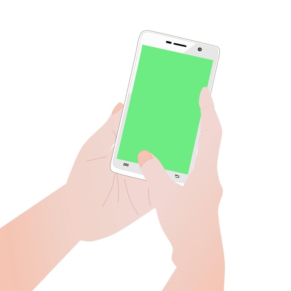 Hand holding phone. vector