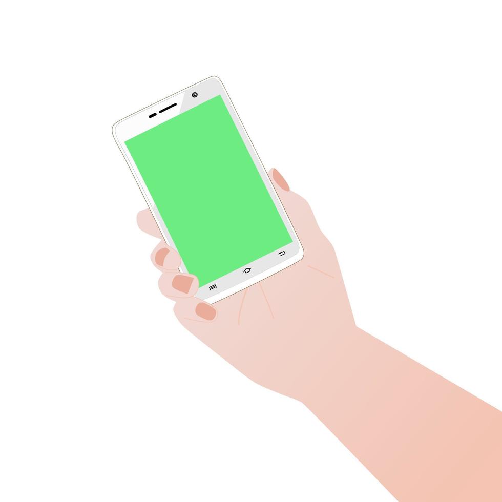 Hand holding phone. vector