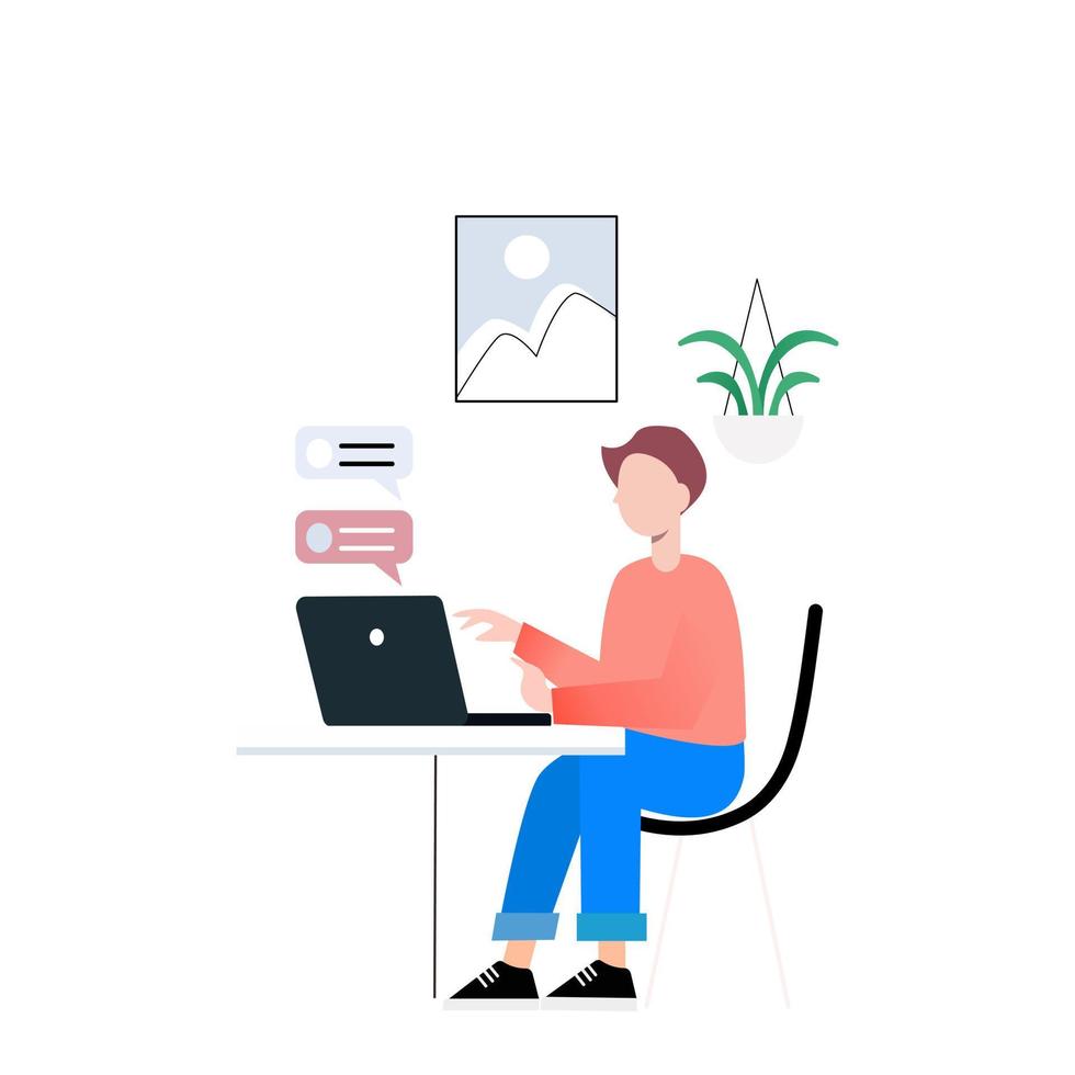 working at home . vector