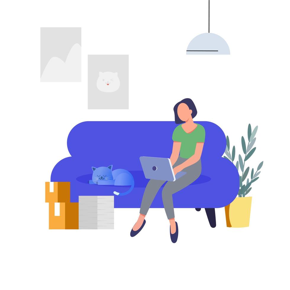 working at home . vector