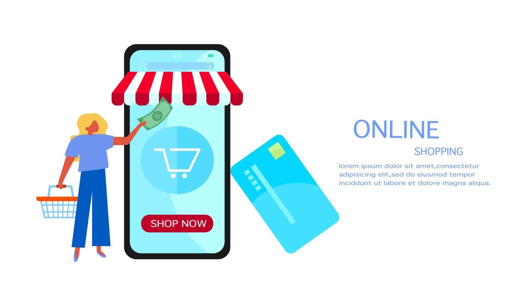 Online shopping on smart phone. vector