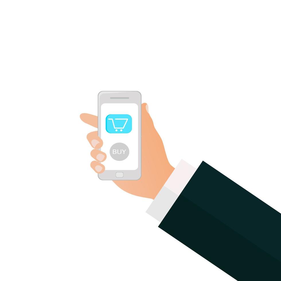 Hand holding phone. vector