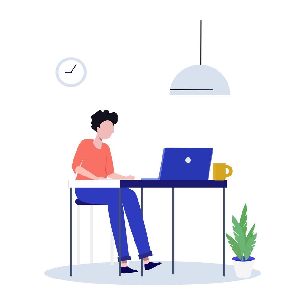working at home . vector