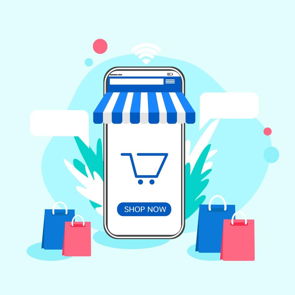 Online shopping on smart phone. vector