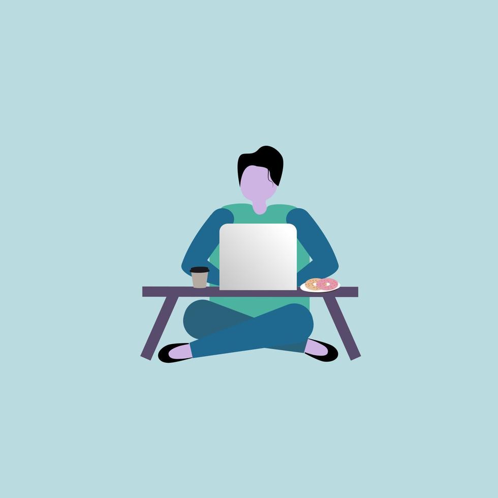 Man working online at home. vector