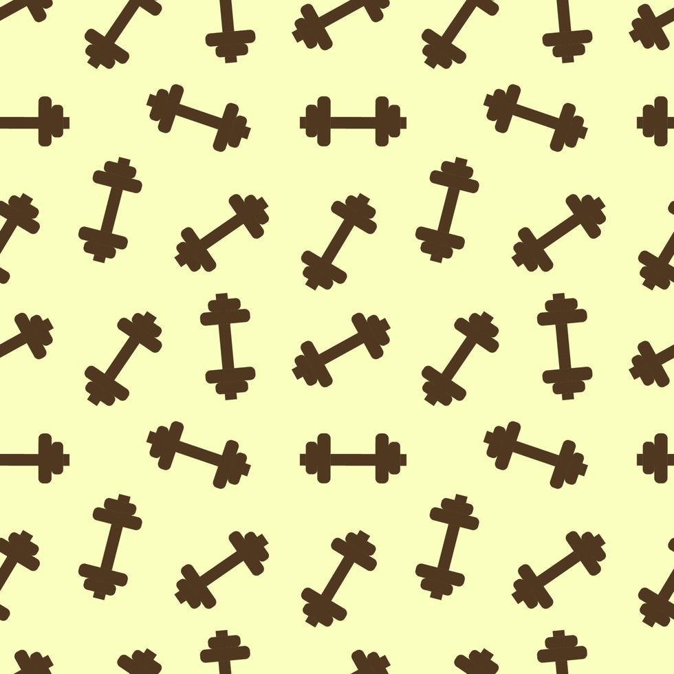 Seamless illustration of dumbbells on a yellow background. vector