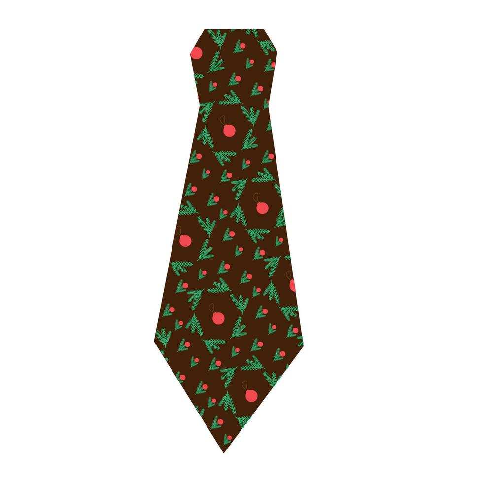 elegante corbata marrón con estampado de año nuevo. vector