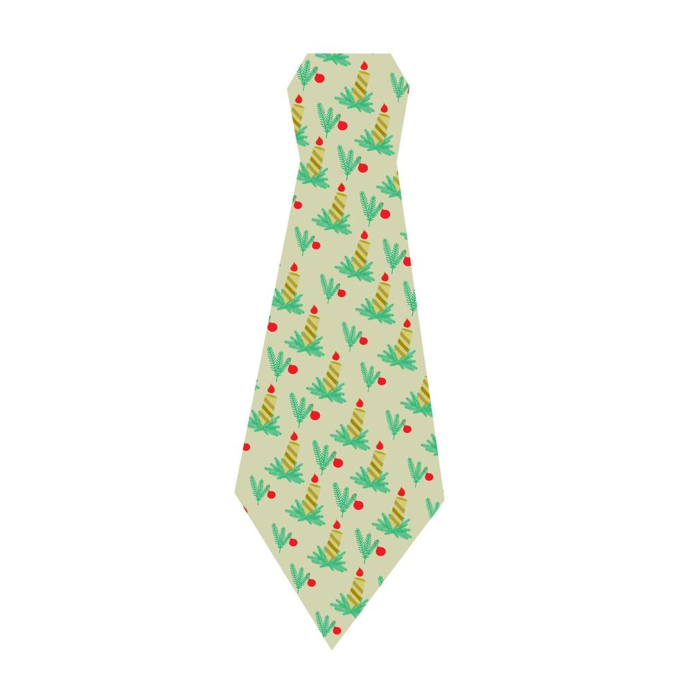 Milk gold tie with Christmas candle print. vector
