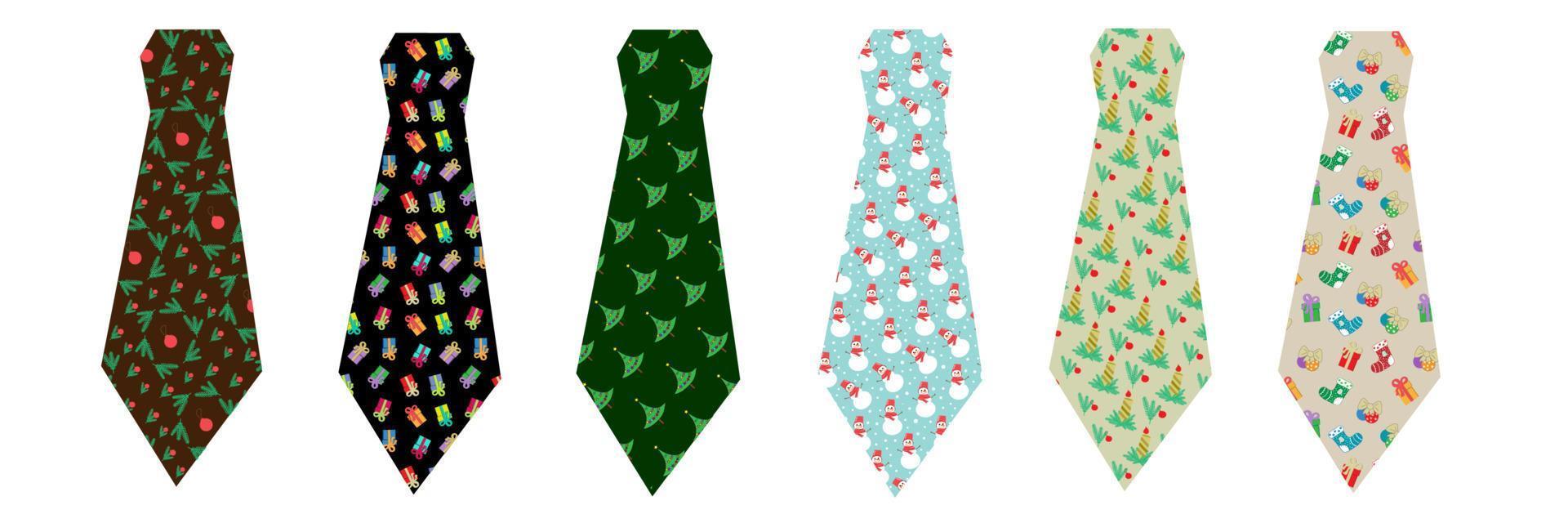A set of ties with a Christmas print. vector