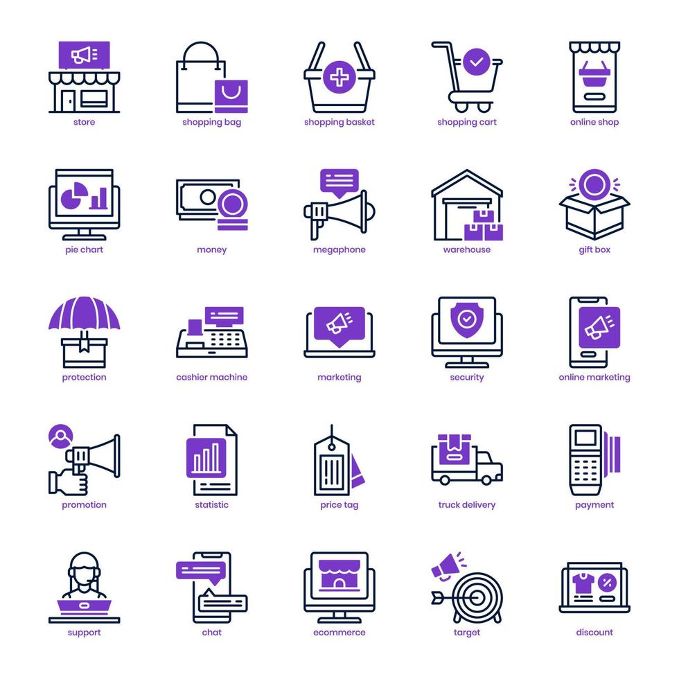 paquete de iconos de comercio electrónico para el diseño de su sitio web, logotipo, aplicación, ui. línea de mezcla de iconos de comercio electrónico y diseño sólido. ilustración de gráficos vectoriales y trazo editable. vector