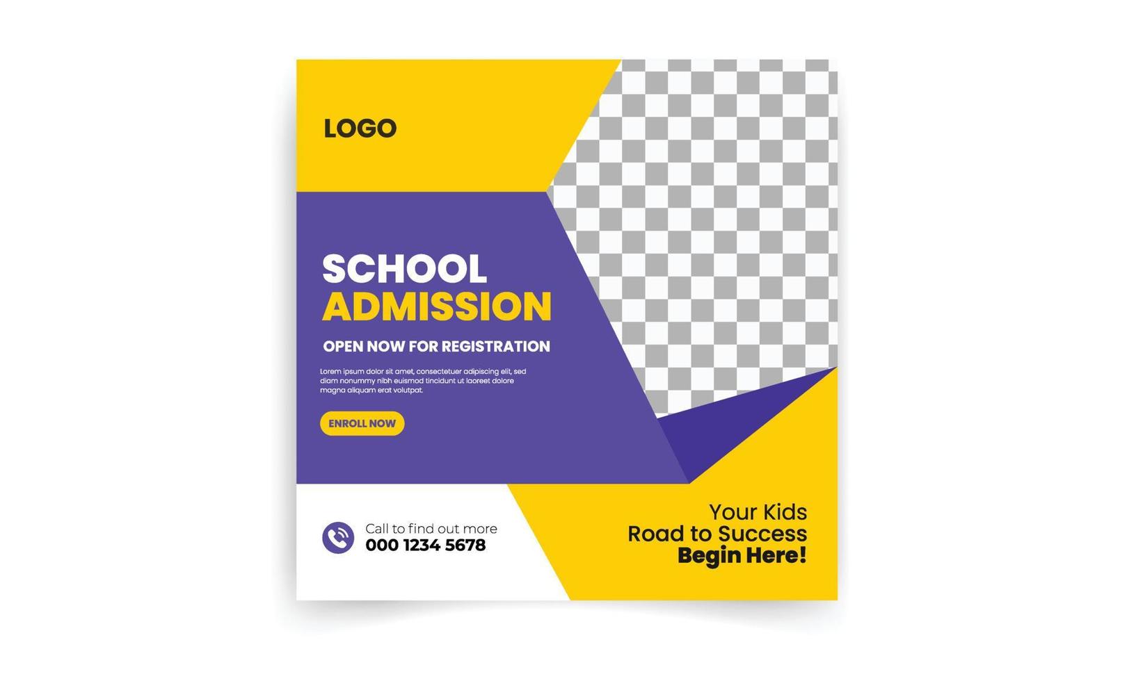 School education admission social media post and web banner template, back to school social media post vector