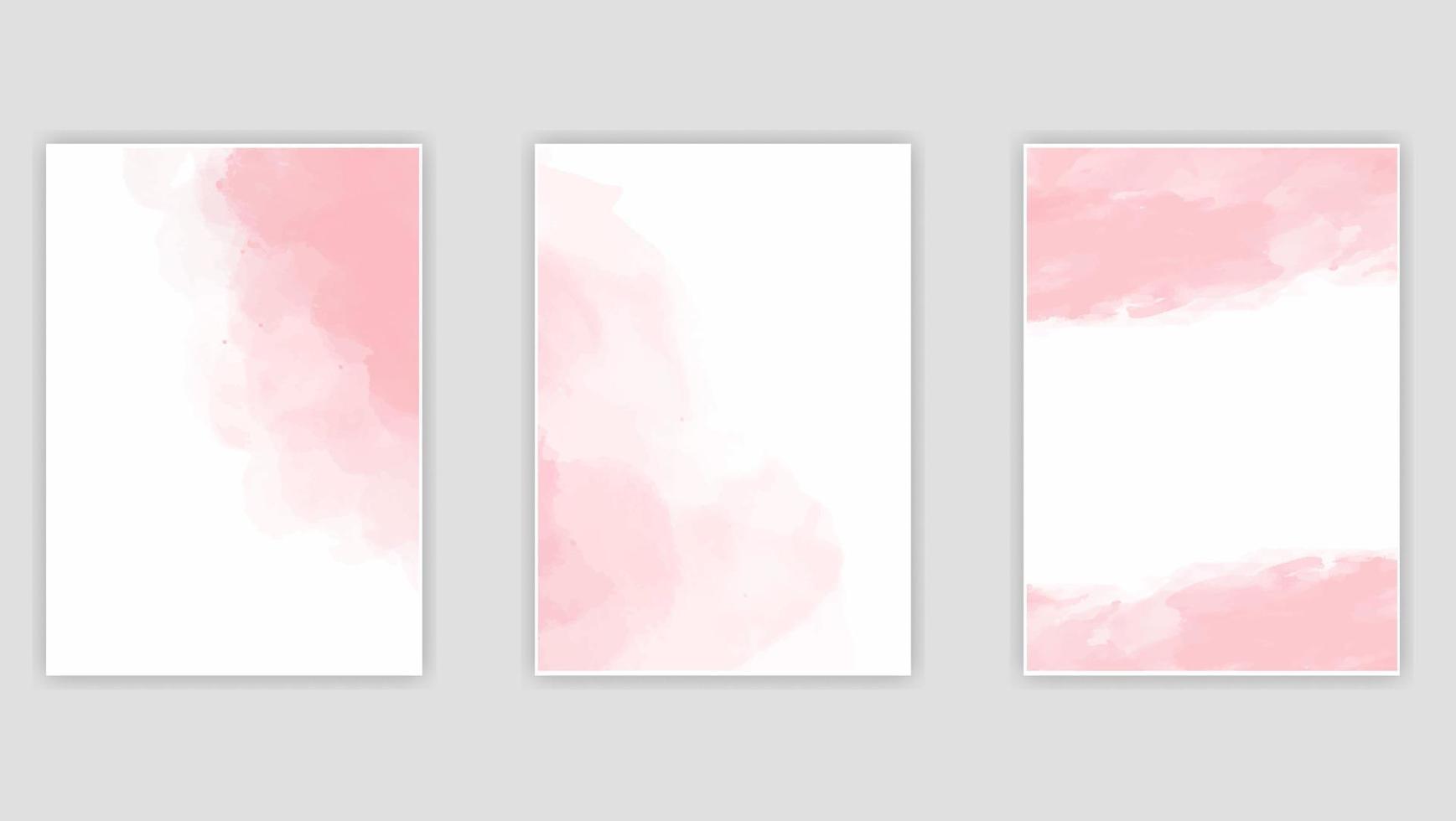 pink watercolor wet wash splash for invitation card background template collection vector