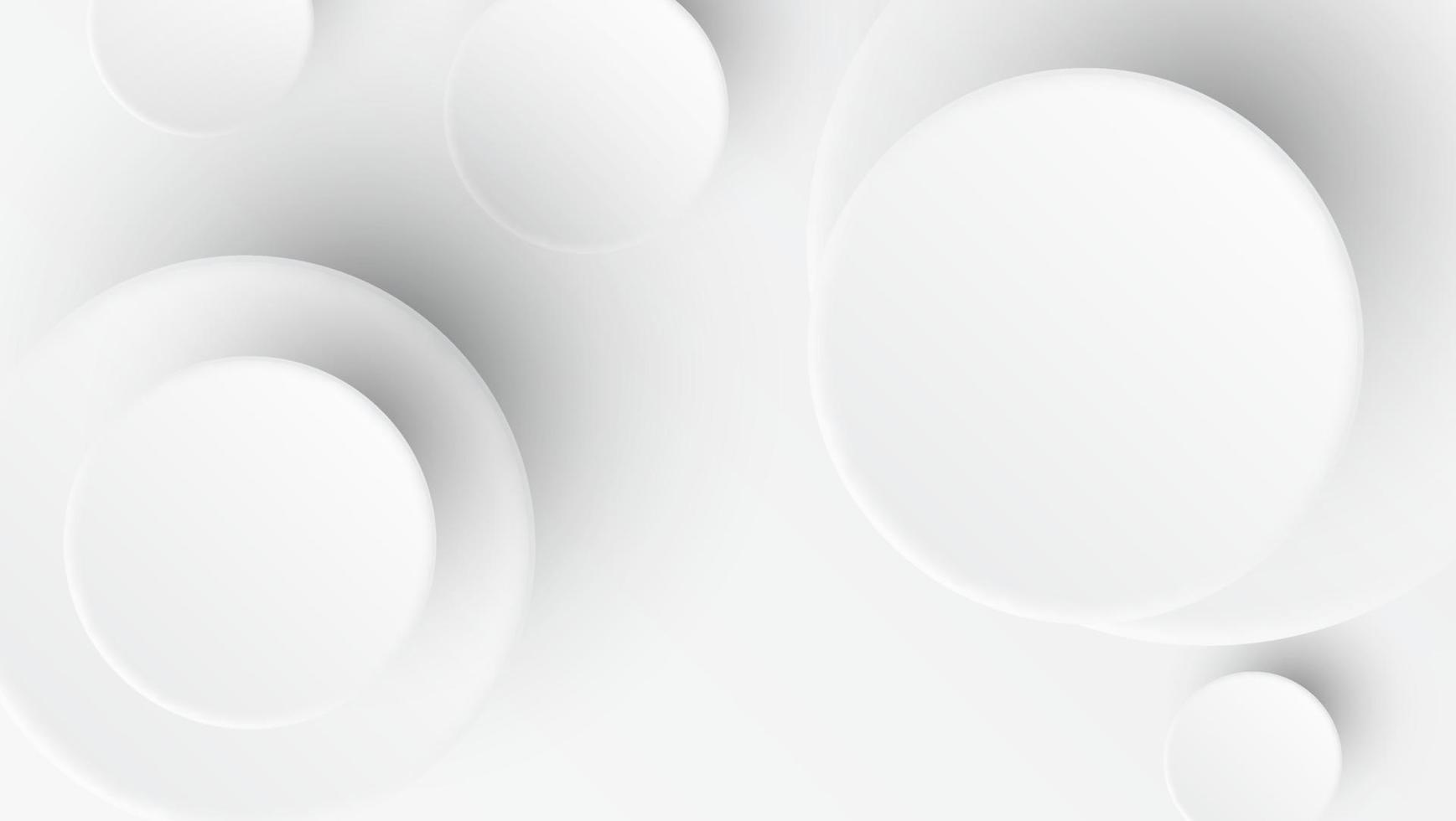 White paper circles with shadows on white background. Abstract template for business presentation with note spaces. vector