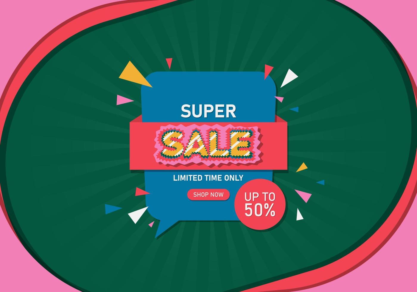 Flat sale banner background with colorful bubble speech. Abstract background. vector