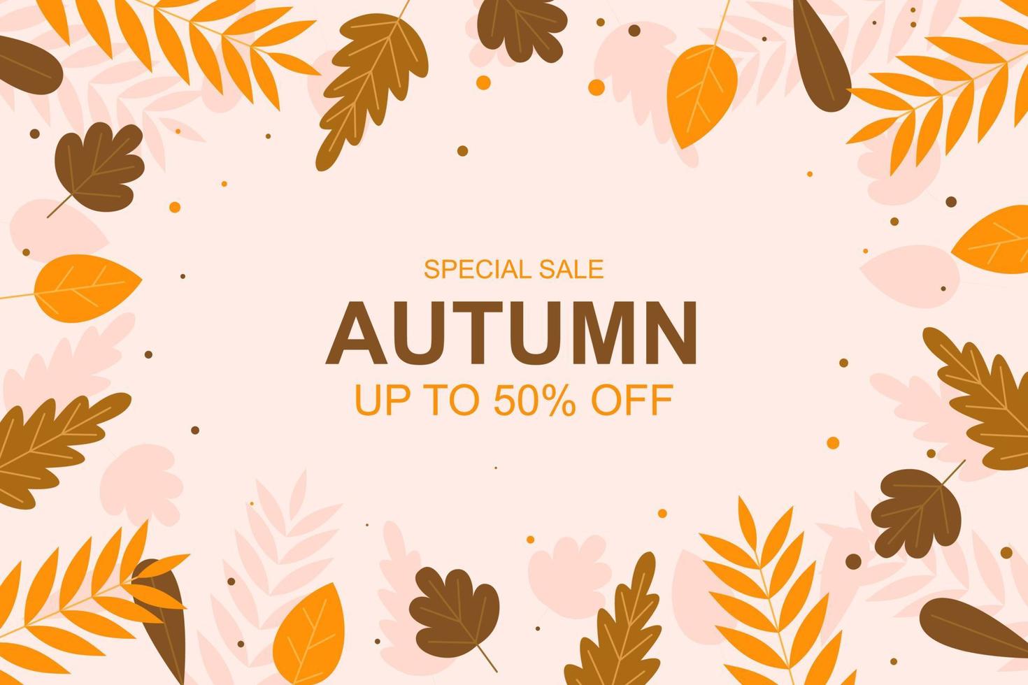 Autumn sale banner background with leaves. Vector. vector