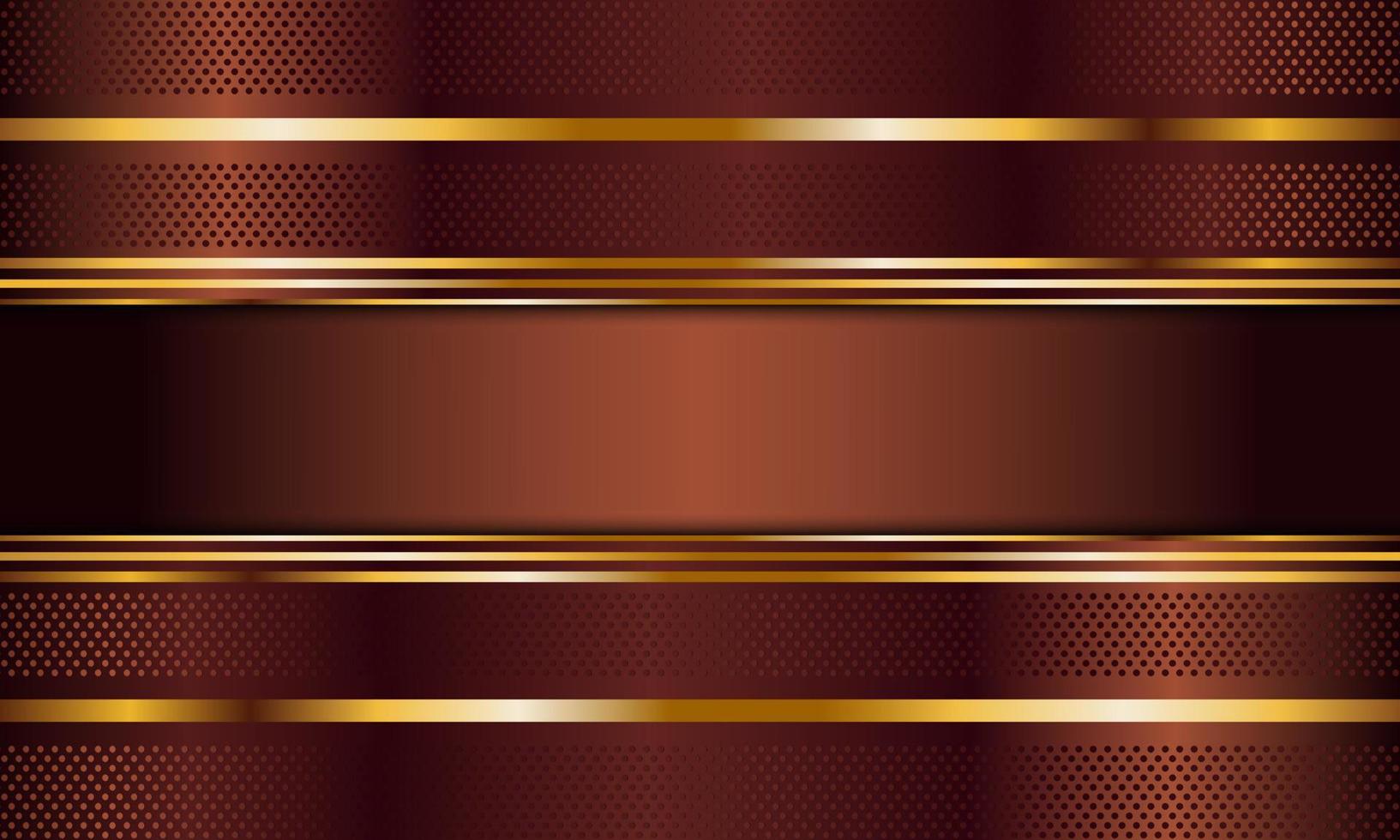 Abstract brown metallic stripes with golden lines background. vector