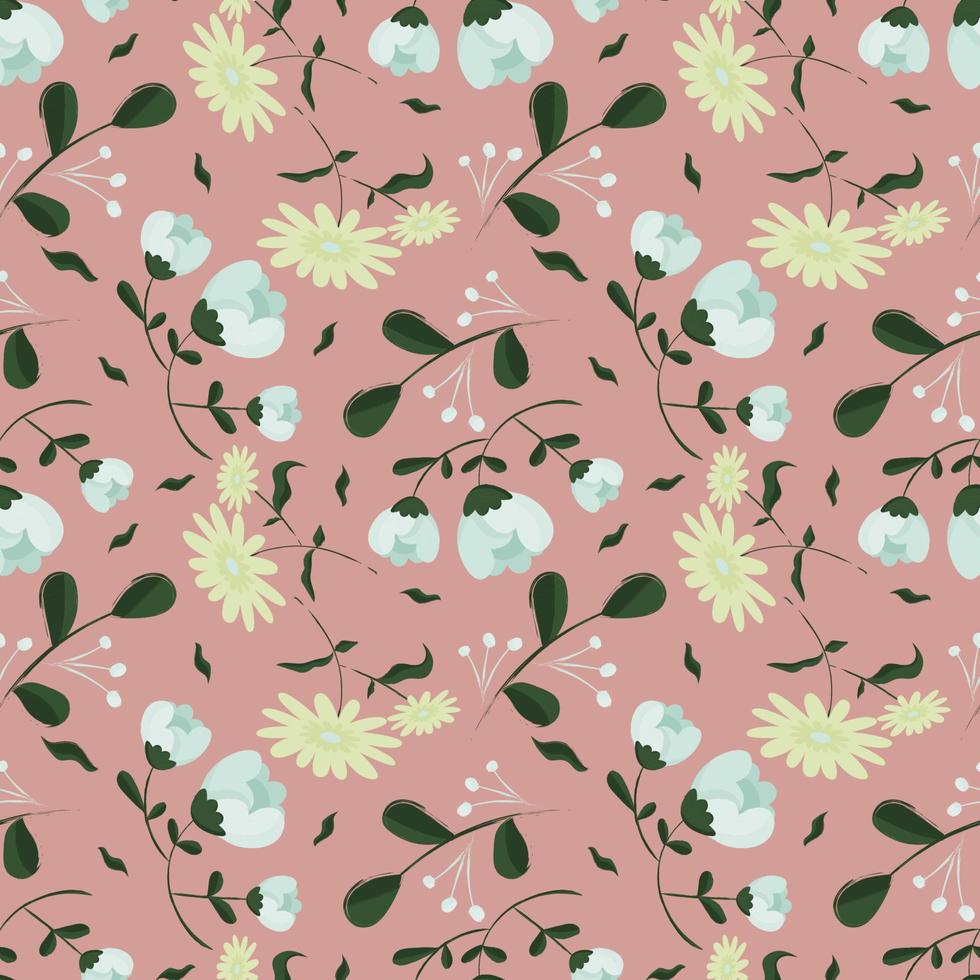 Hand drawn floral flower pattern. vector