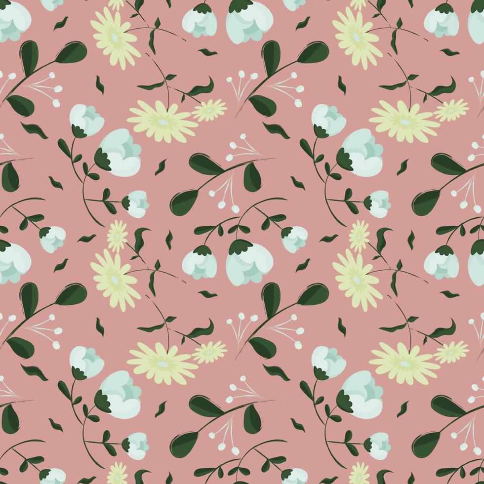 Hand drawn floral flower pattern. vector