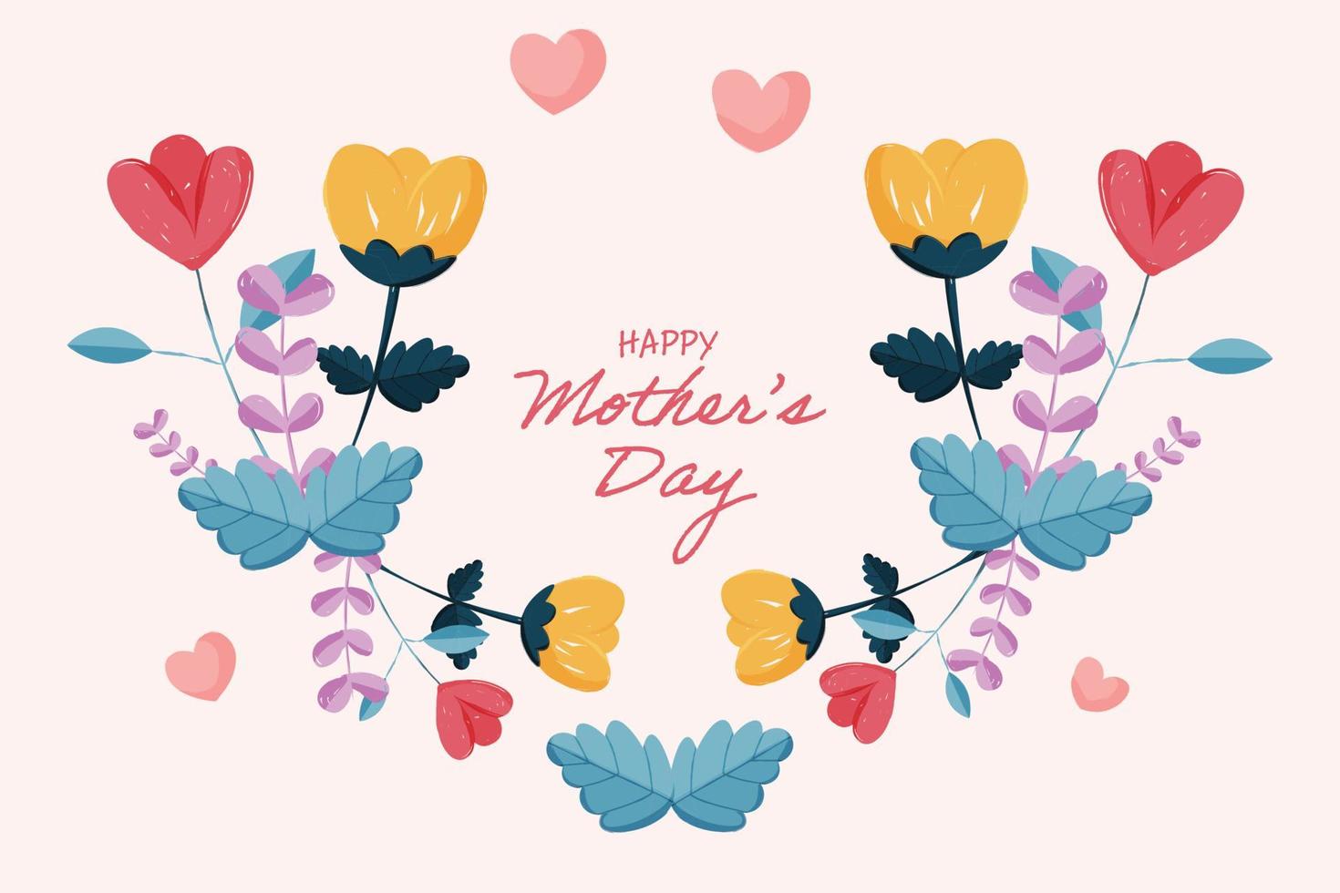 Hand drawn happy mothers day background. vector