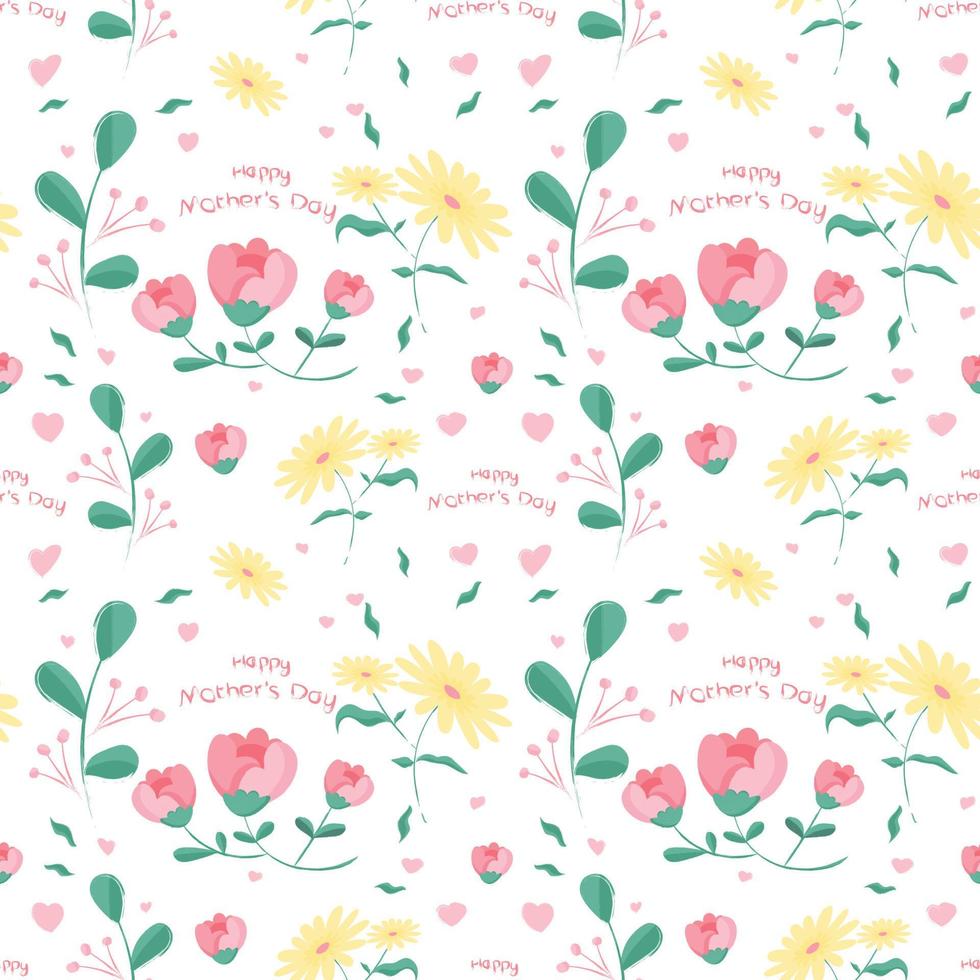 Hand drawn happy mothers day pattern. vector