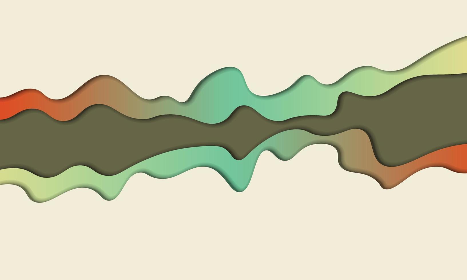 Abstract colorful wave layer in paper art style with shadow. vector