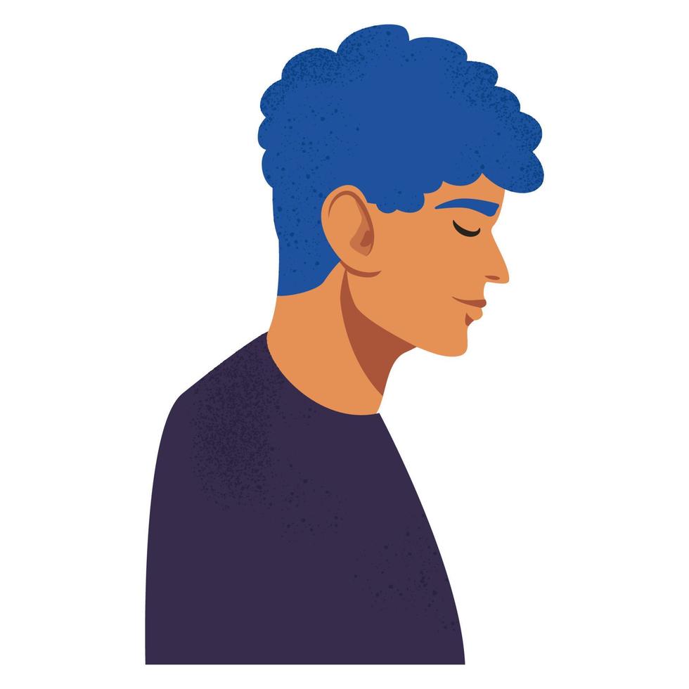 Guy in profile. Smiling man for avatar vector