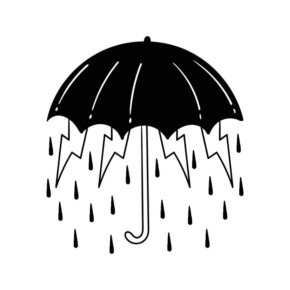 hand drawn thunderstorm umbrella doodle illustration for stickers tshirt design poster etc vector