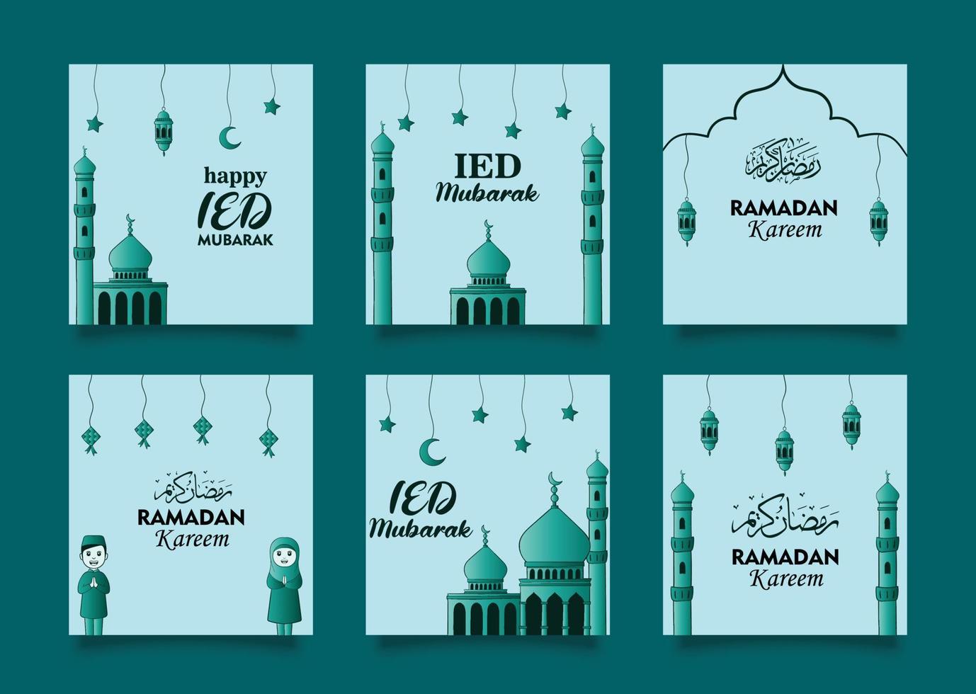 Ramadan background social media posts template collection vector