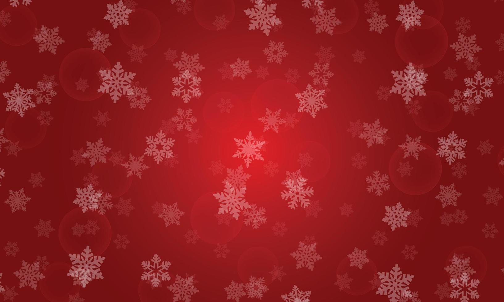 copos de nieve de navidad abstractos sobre fondo rojo. vector