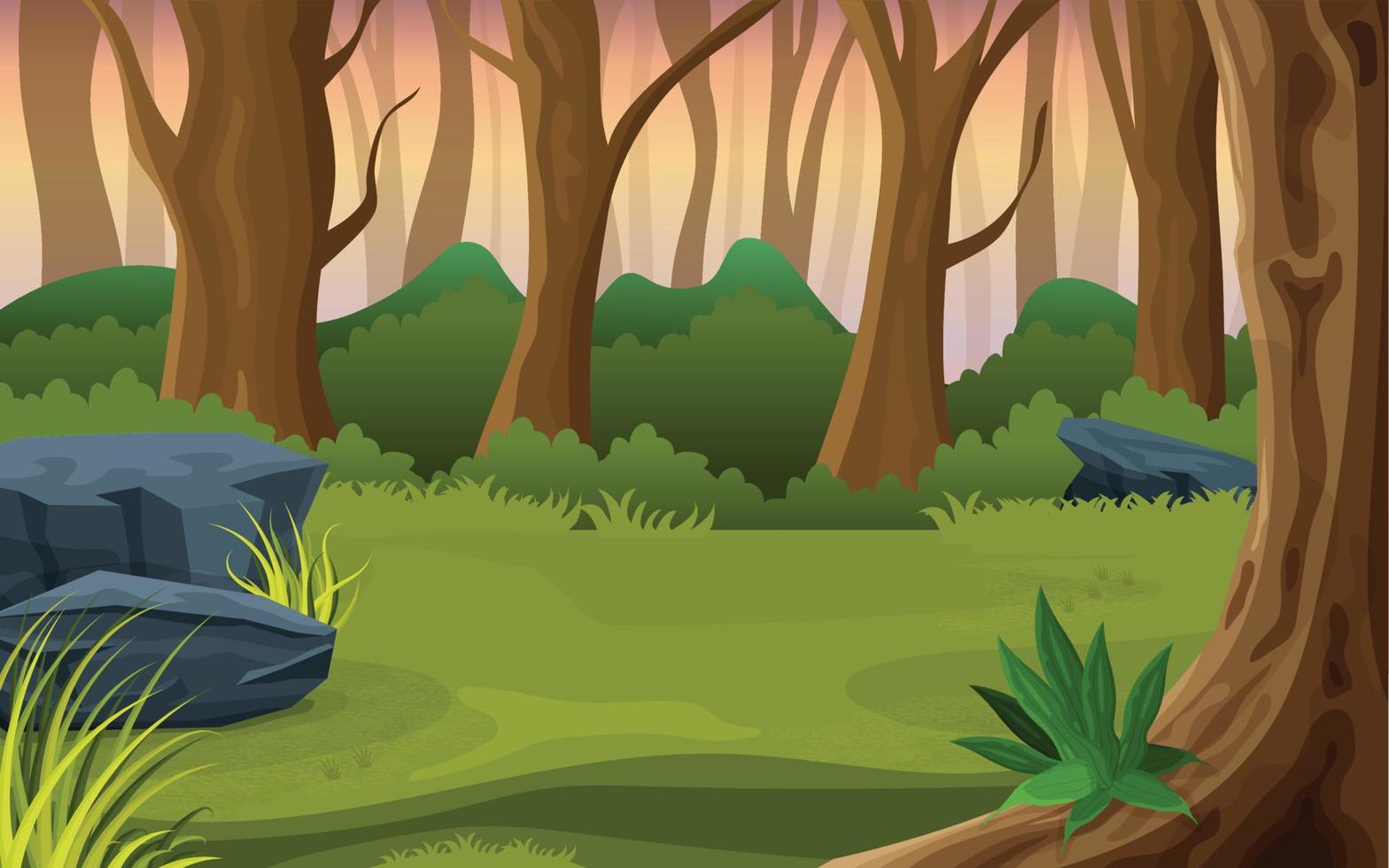 Middle of a forest nature illustration vector