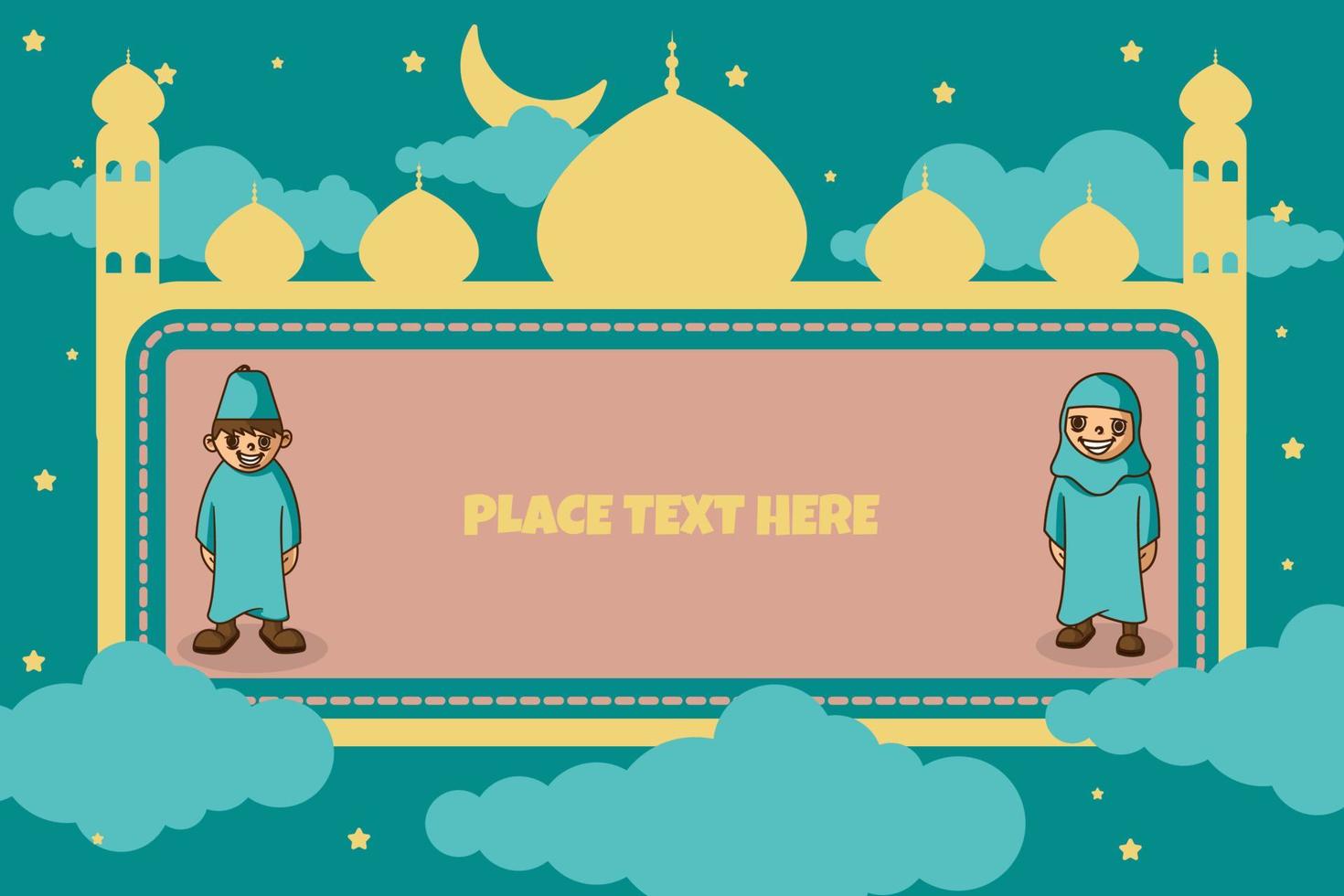 vector illustration ramadan children background, good for children greeting card, children product, children ramadan content background