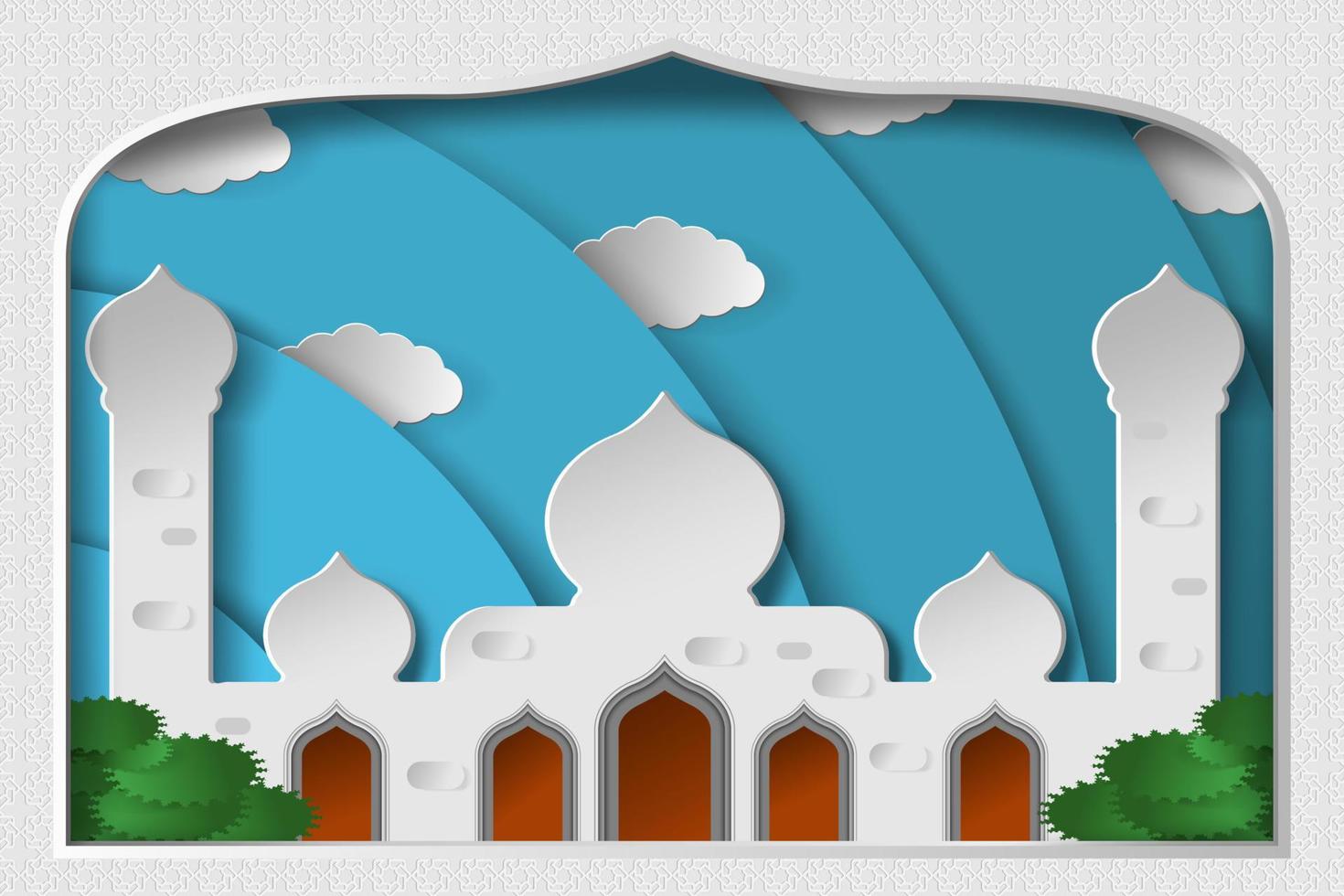 ilustración vectorial del fondo de corte de papel de ramadán bueno para la tarjeta de felicitación de ramadán, fondo de contenido de ramadán, impresión, etc. vector