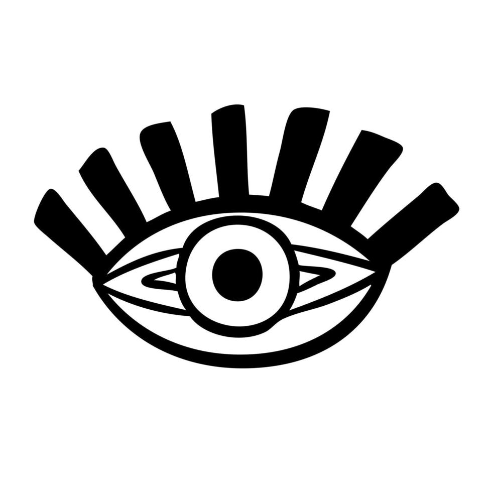 Evil Seeing eye symbol. Occult mystic emblem, graphic design. Esoteric sign alchemy, decorative style. Vector illustration.