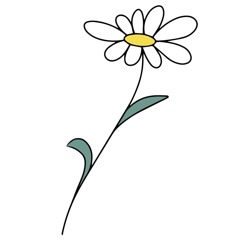Colorful bright flower. Vector illustration in hand drawn style.