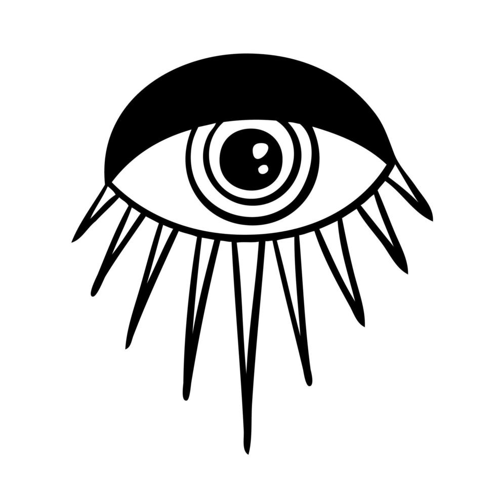 símbolo del ojo malvado. emblema místico oculto, diseño gráfico. alquimia de signos esotéricos, estilo decorativo. ilustración vectorial vector