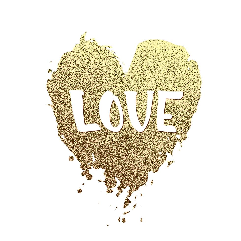 golden heart vector valentines day lettering