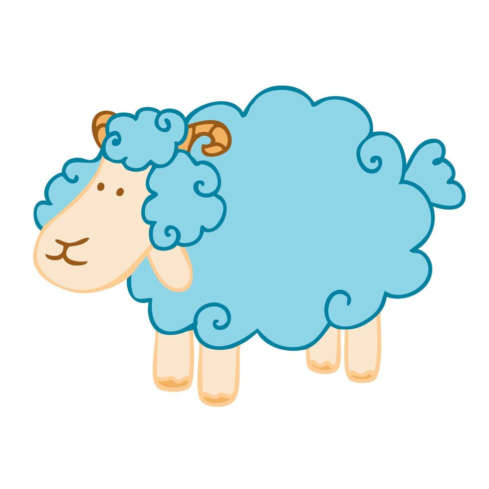 Colorful doodle style vector illustrations of sheep.