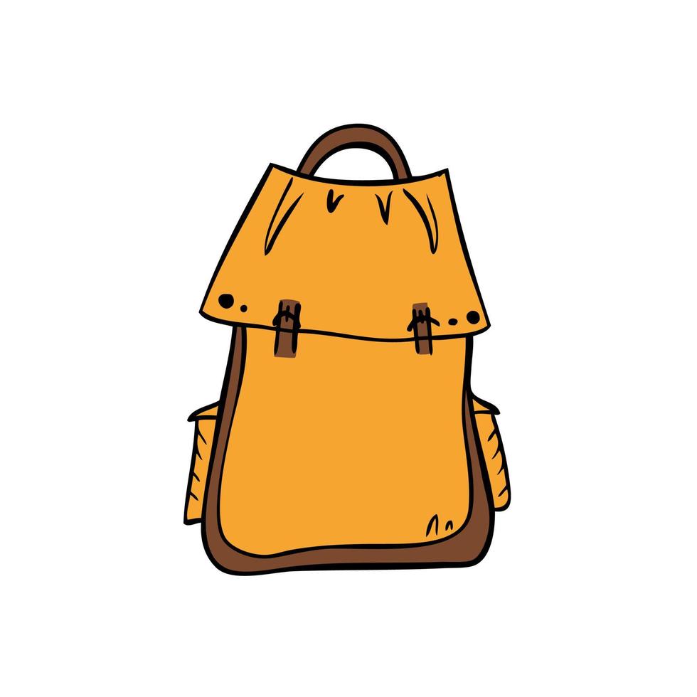 mochila deportiva de senderismo. ilustración vectorial en estilo garabato. vector