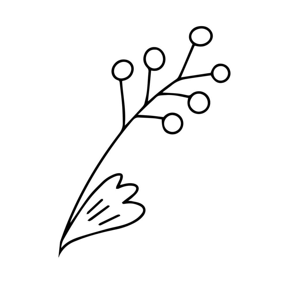 Delicate black and white sketch of a spring flower. Vector illustration in hand drawn style.