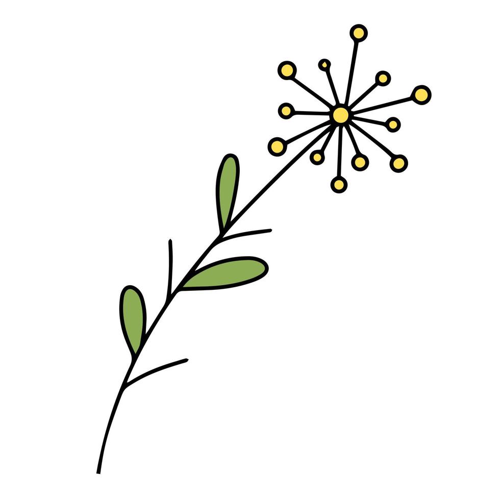 Colorful bright flower. Vector illustration in hand drawn style.