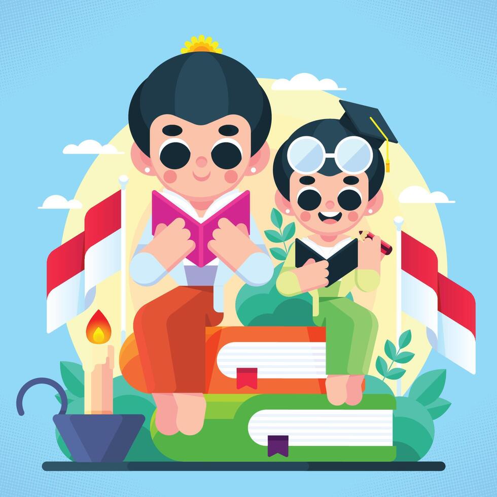 Kartini's Day Cartoon Concept vector