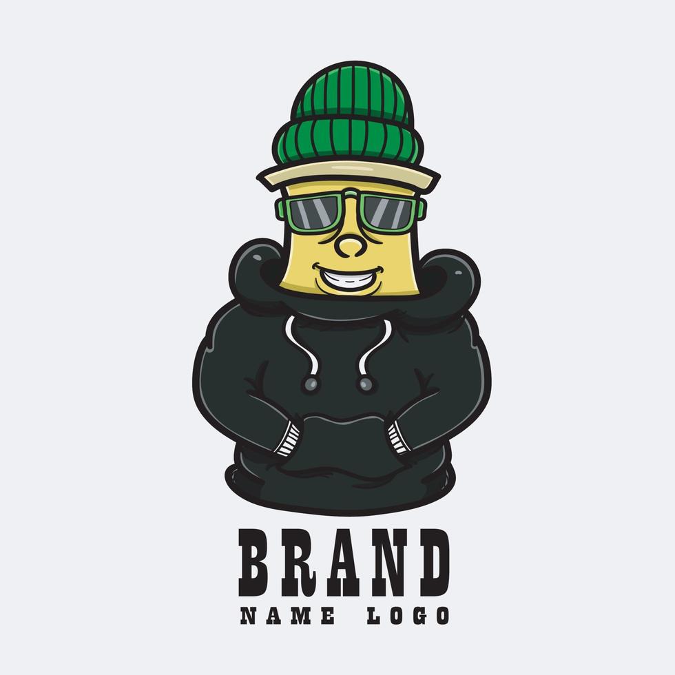 Graffiti Spray Can Cartoon With Hoodie. Simple Logo. vector