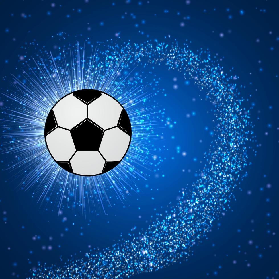 explosión de estrellas y pelota de fútbol en el espacio con estrellas brillantes. universo del concepto de fútbol. vida sana, deporte y actividades en el mundo. ilustración vectorial. vector