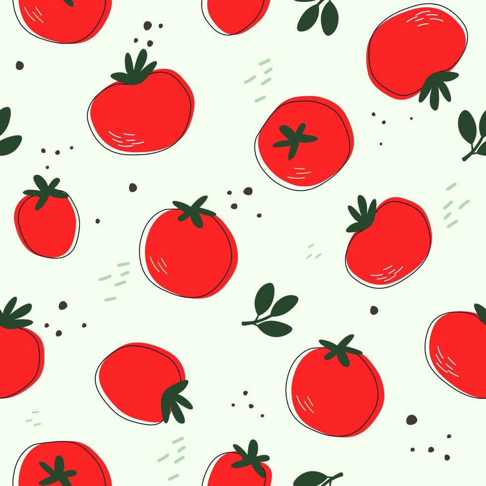 patrón sin costuras con tomates. imprima con un vegetal para una nutrición vegana adecuada. gráficos vectoriales vector